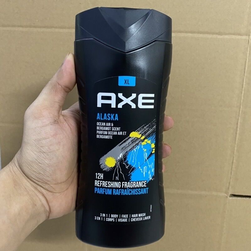 Sữa tắm gội rửa mặt 3in1 axe body face hair wash mỹ for men 400ml