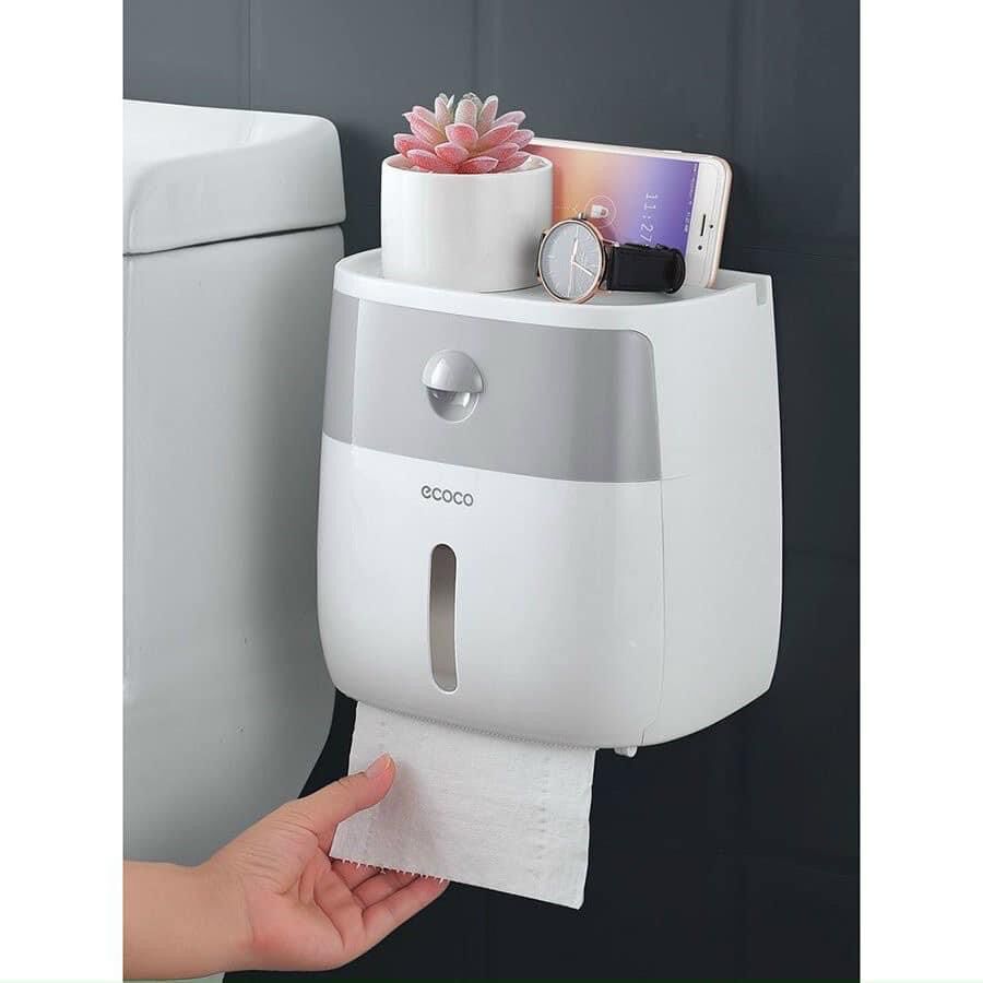 (XẢ HÀNG)Hộp đựng giấy vệ sinh Ecoco kèm miếng dán cực chắc