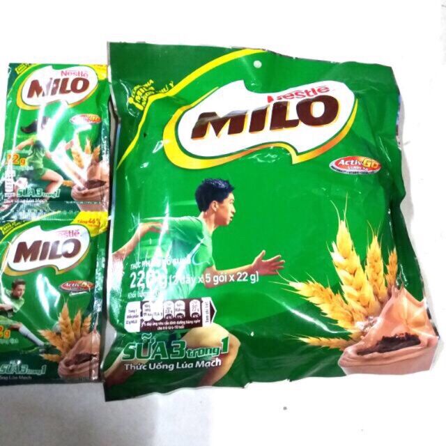 [HCM]Milo thức uống lúa mạch  sữa 3 trong 1 bịch 330g( 3 dây × 5goi× 22g)
