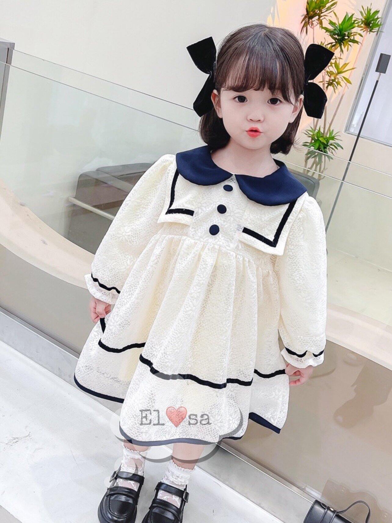váy ren trắng tiểu thư cho bé gái