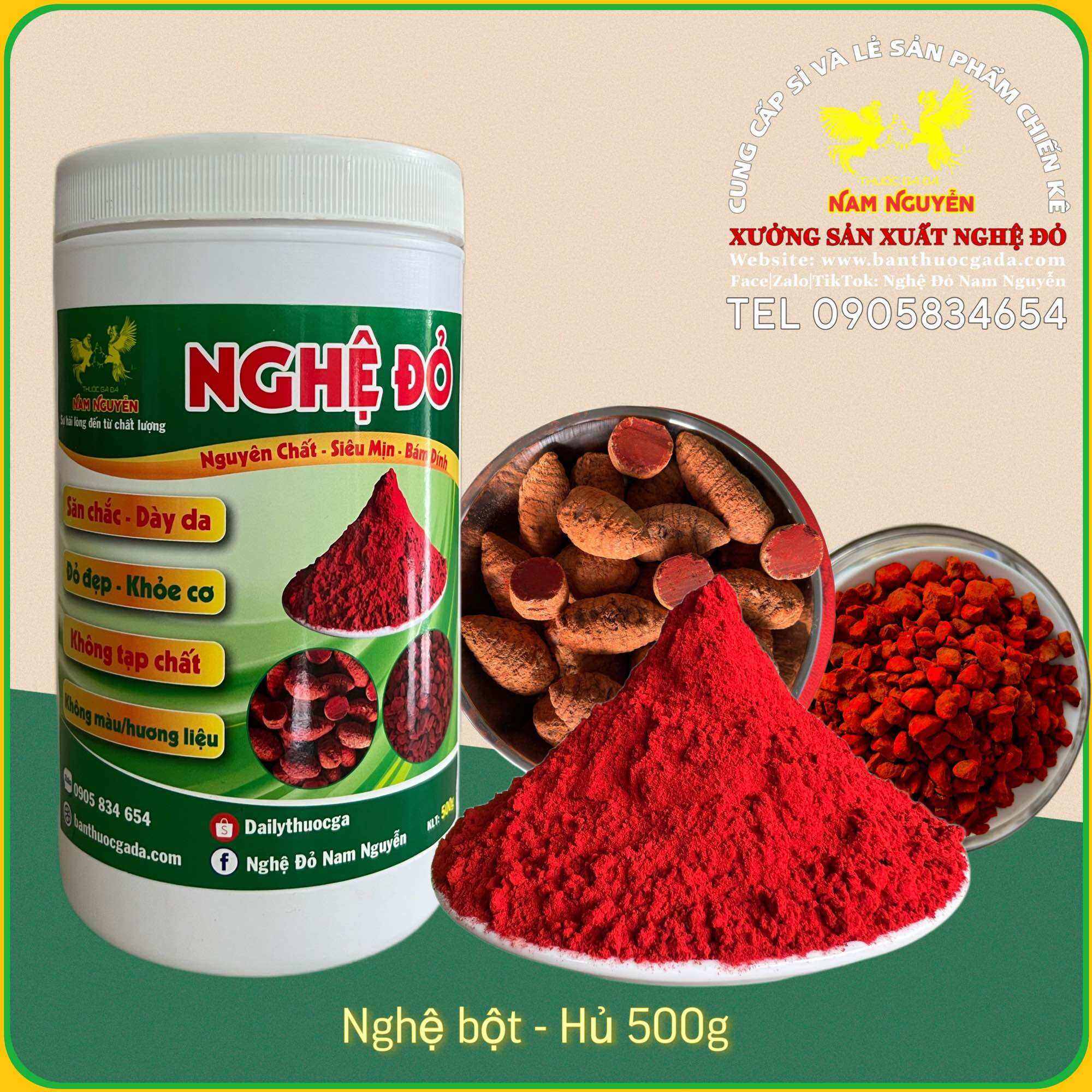Hủ 500g bột nghệ đỏ , nguyên chất, mịn,bám rút