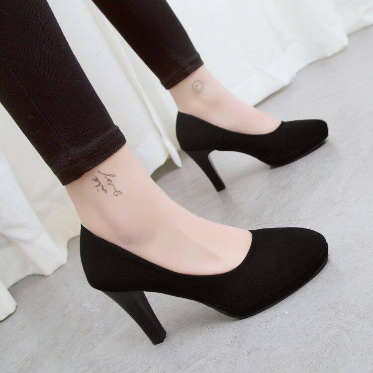 Giày Cao Gót Đi Làm Nữ Da Lộn Gót Vuông Gót Vừa 5Cm Miệng Nông Đầu Tròn Trang Phục Trang Trọng Nghi Lễ Học Sinh Công Việc Nơi Làm Việc Ol7