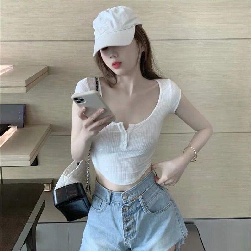 [HCM]ÁO VẠT BẦU MÀU TRƠN CROPTOP