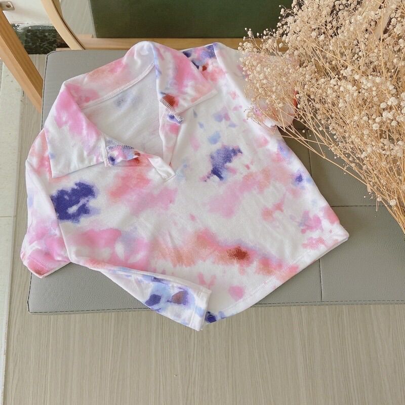 ÁO THUN TRƠN CROPTOP CỔ BẺ TAY NGẮN