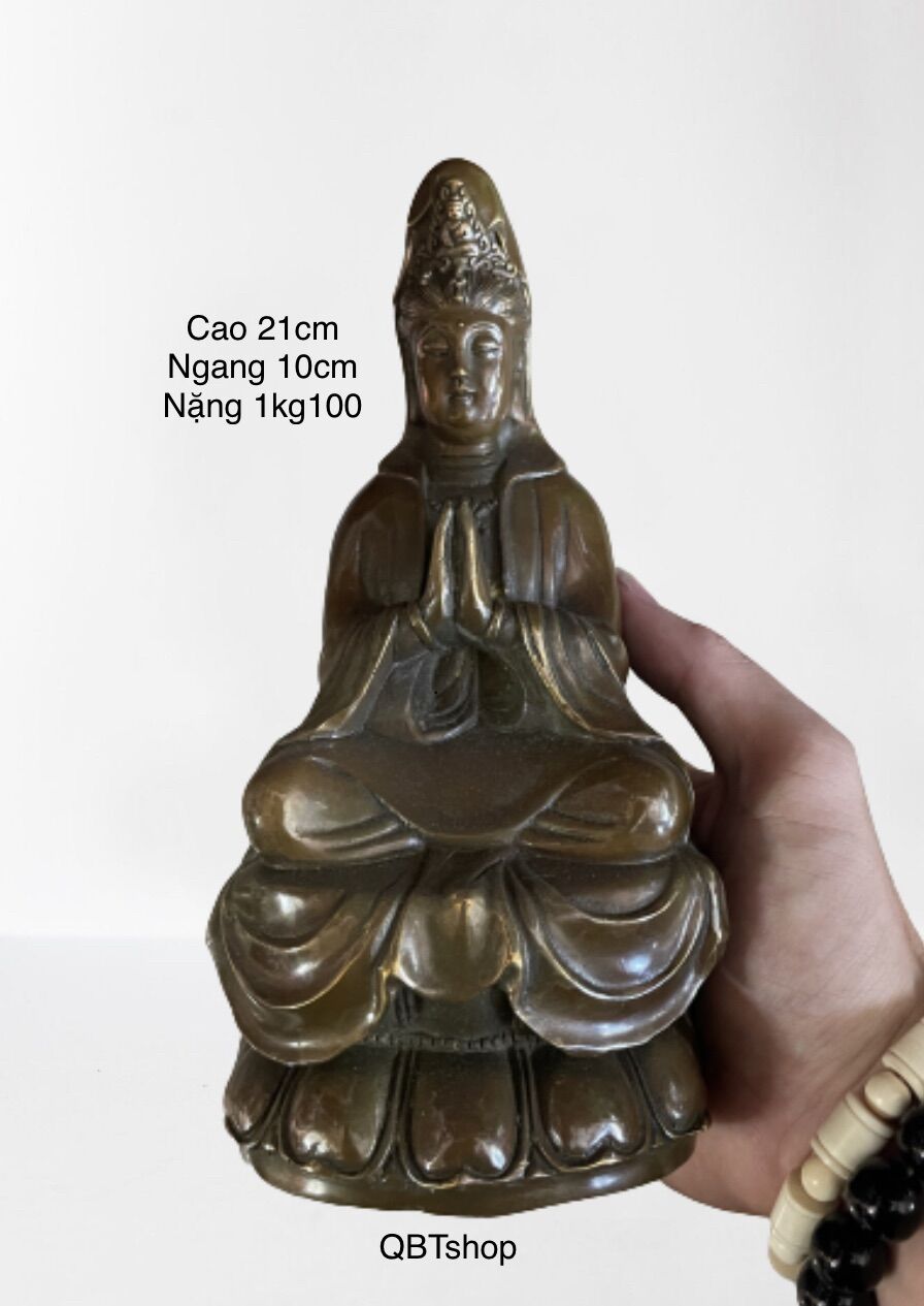 Phật bà quan âm chấp tay bằng đồng phong thuỷ