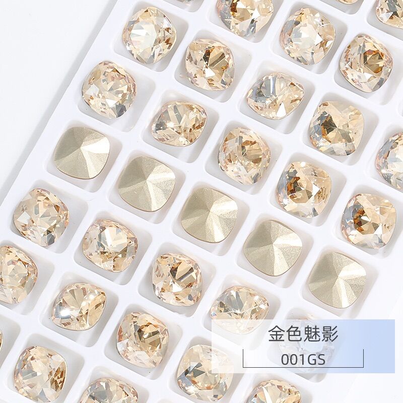 Set 10 viên đá vuông bo trang trí móng siêu sáng