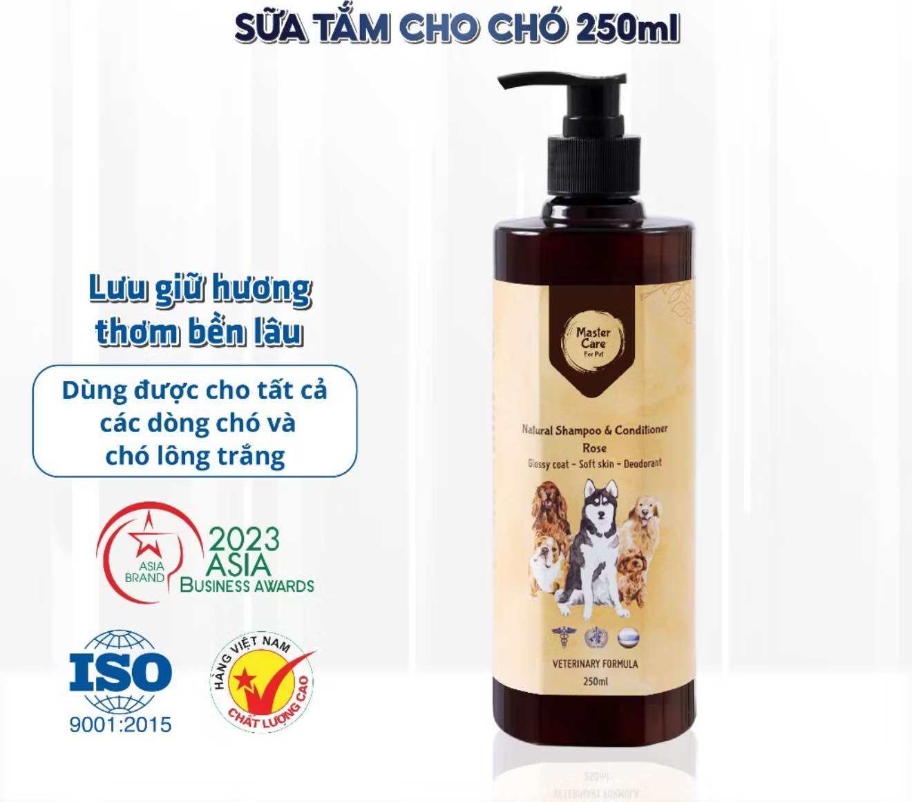 Sữa Tắm Chó Mèo MASTERCARE Khử Mùi Hôi Thơm Mát Ngăn Ngừa Ve Ghẻ Nấm Lưu Hương Cực Lâu