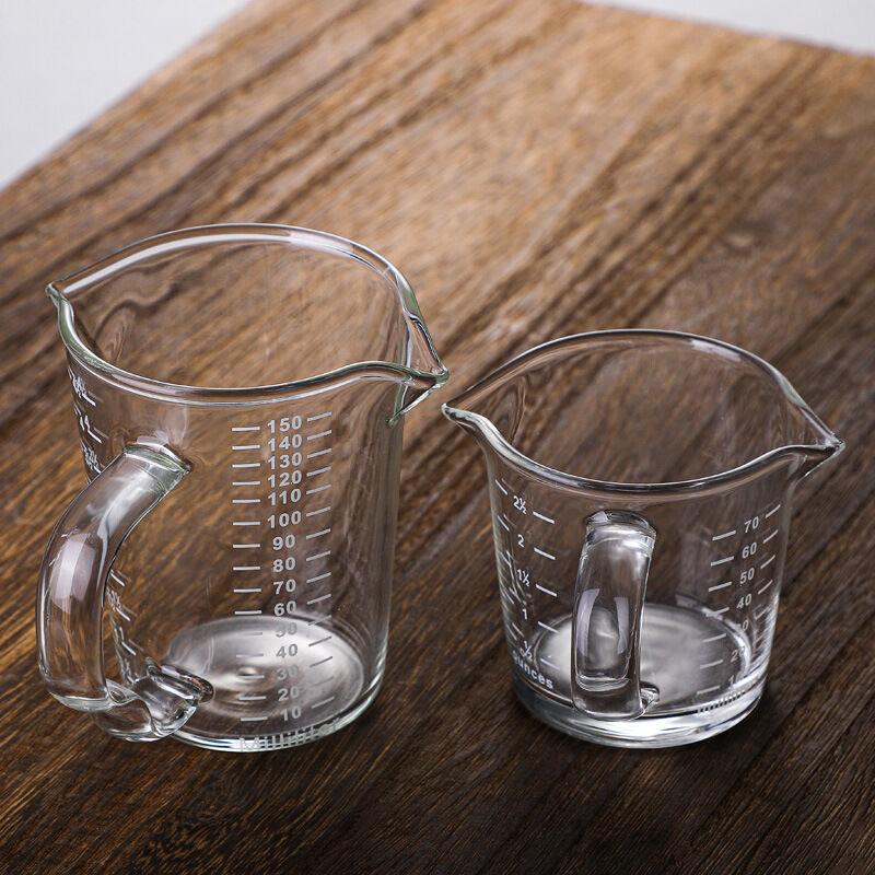 Cốc Đong Cà Phê 2 Miệng 150ml Thủy tinh Borosilicate Cốc Đong Pha Cafe Espresso Miệng Đôi