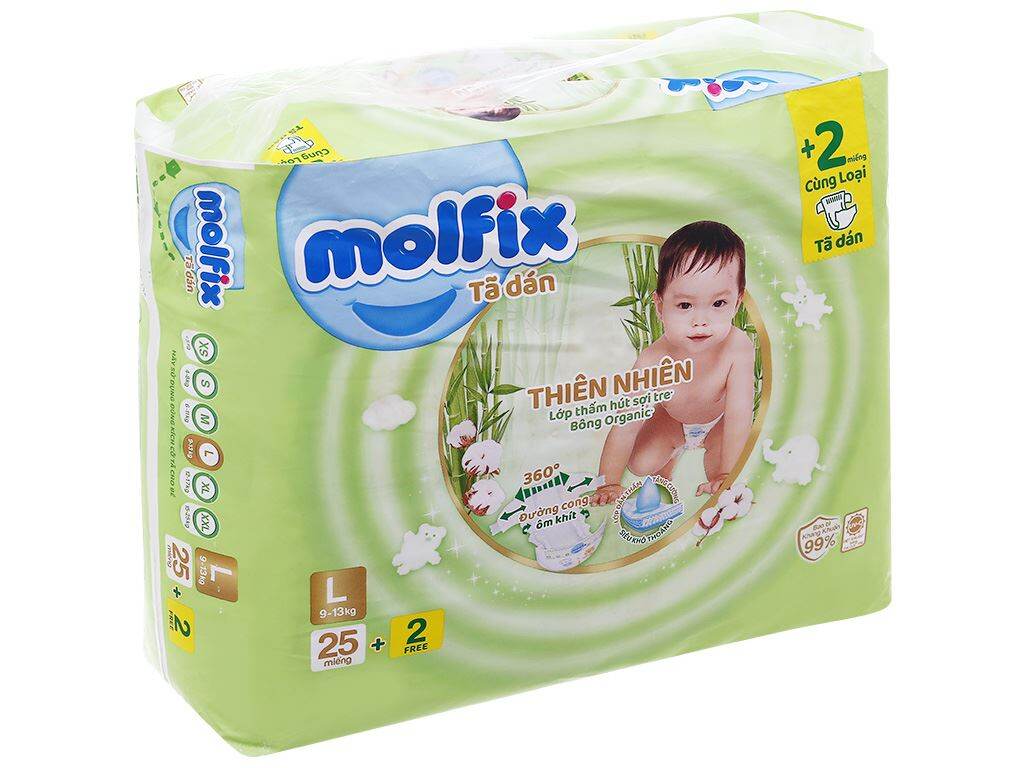 Bỉm tã dán nhỏ Molfix Thiên nhiên size NB S M L