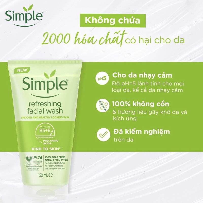 Simple Facial Cleanser 150 ml for Oily, Acne-Prone, Sensitive, and Normal Skin - 3