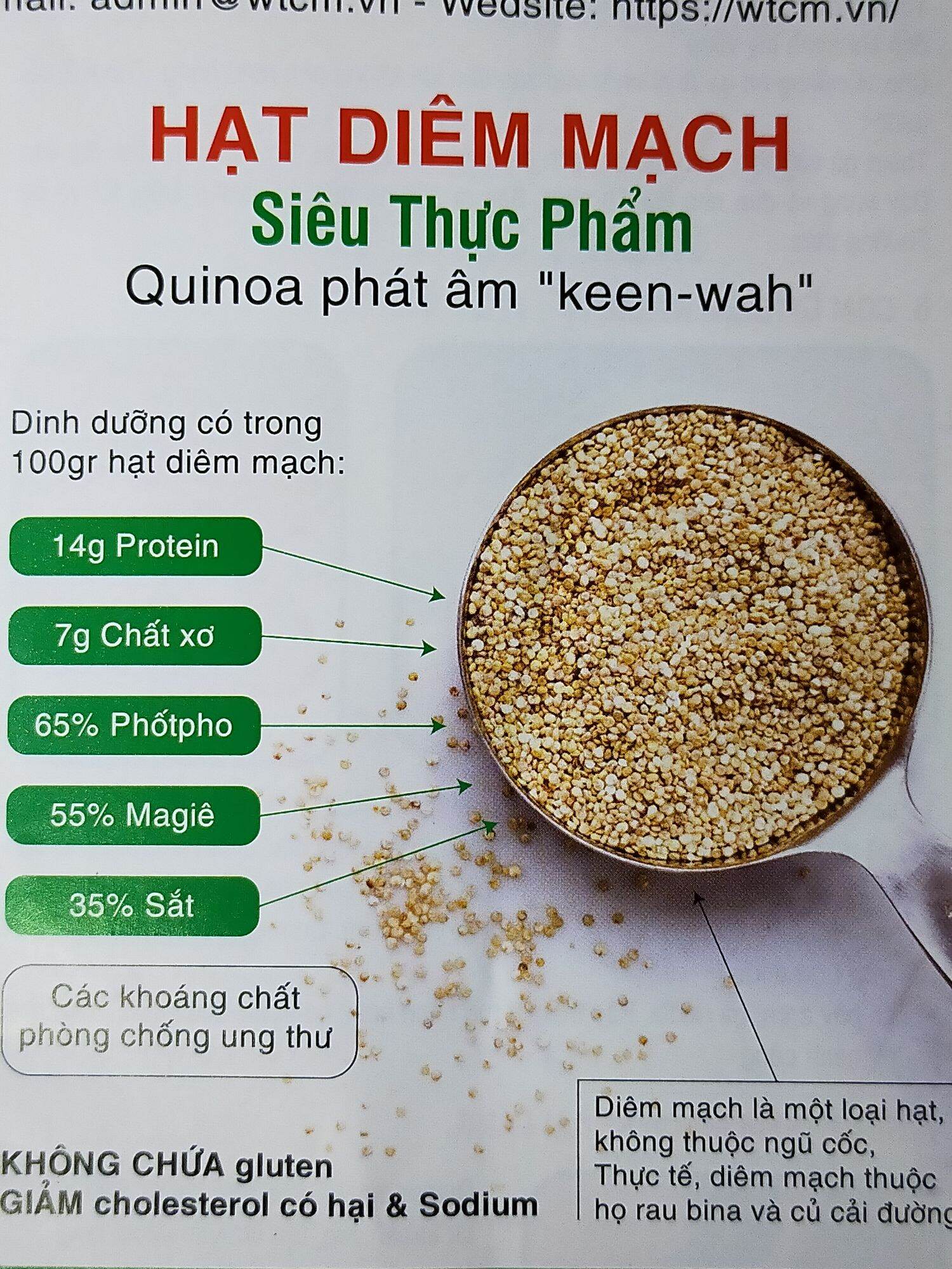Hạt diêm mạch quinoa trắng/ 3 màu 500g