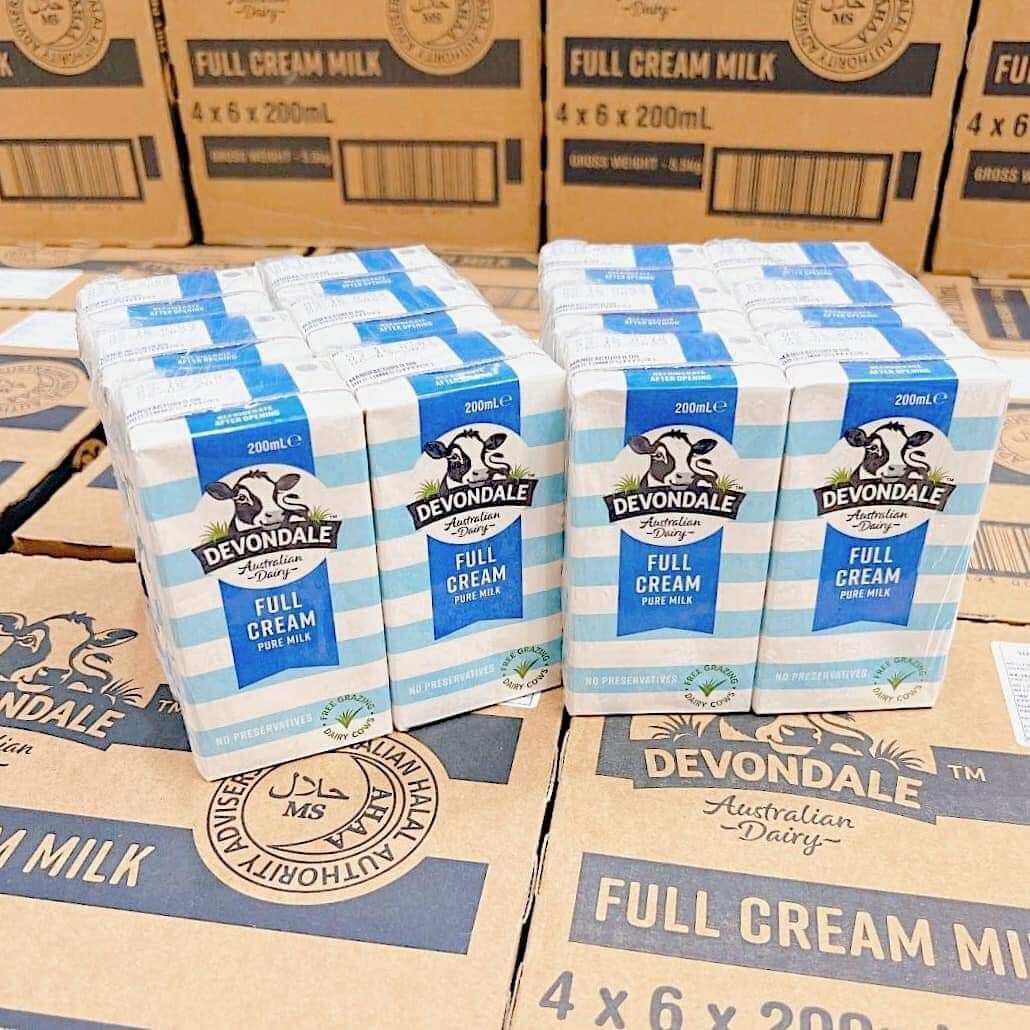 Thùng 24 hộp sữa devondale nguyên kem 200ml