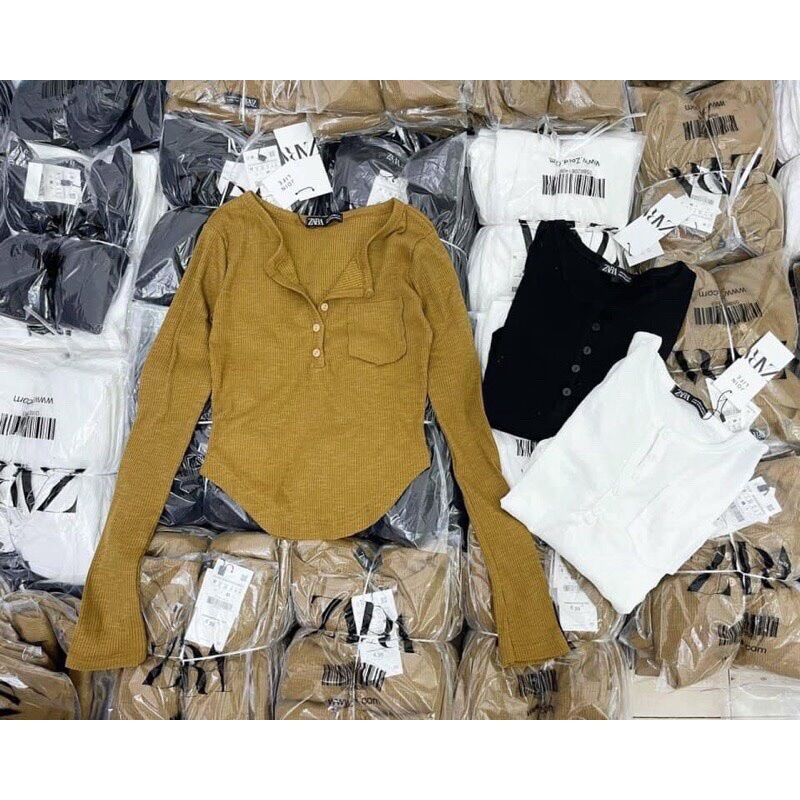 [[NB290]] ÁO KIỂU THUN GÂN PHỐI NÚT BOONG STORE
