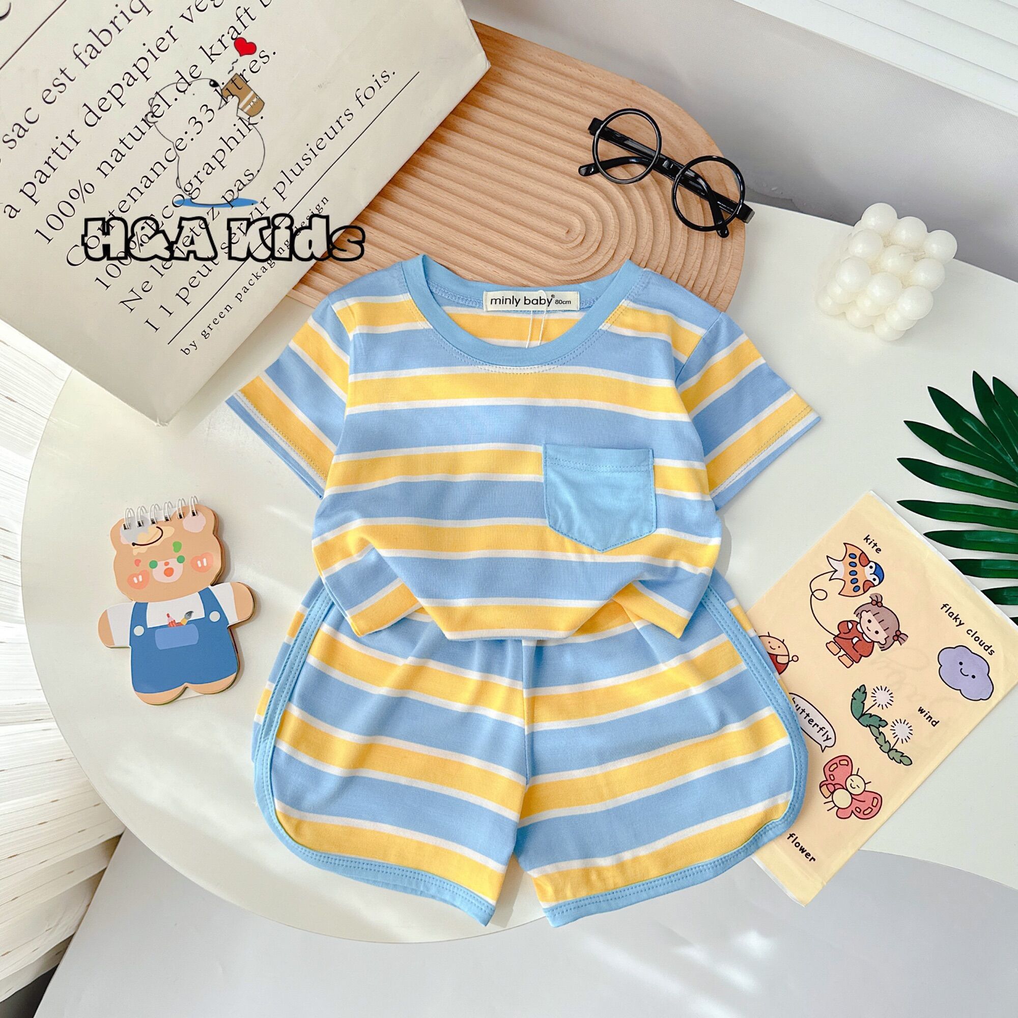 Bộ cộc tay sọc cho bé trai và gái