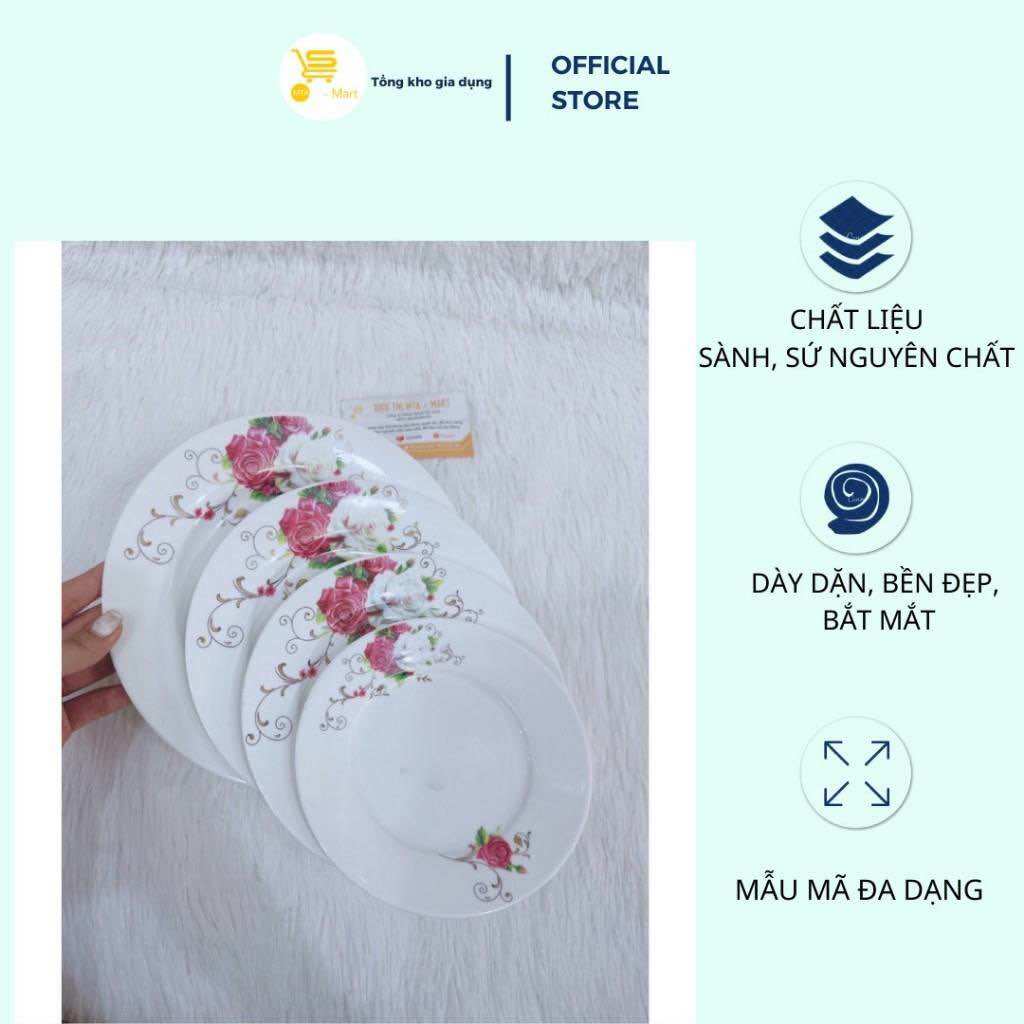 Đĩa sứ, đĩa đựng đồ ăn, đĩa bằng hoa 08 minh châu đủ size men sứ trắng, dày dặn mta-mart2
