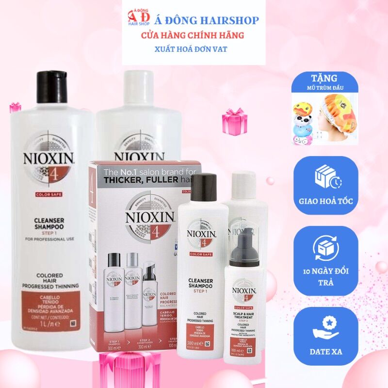 Bộ dầu gội xả chống rụng cho tóc nhuộm tẩy, bảo vệ màu nioxin 4 colored hair usa