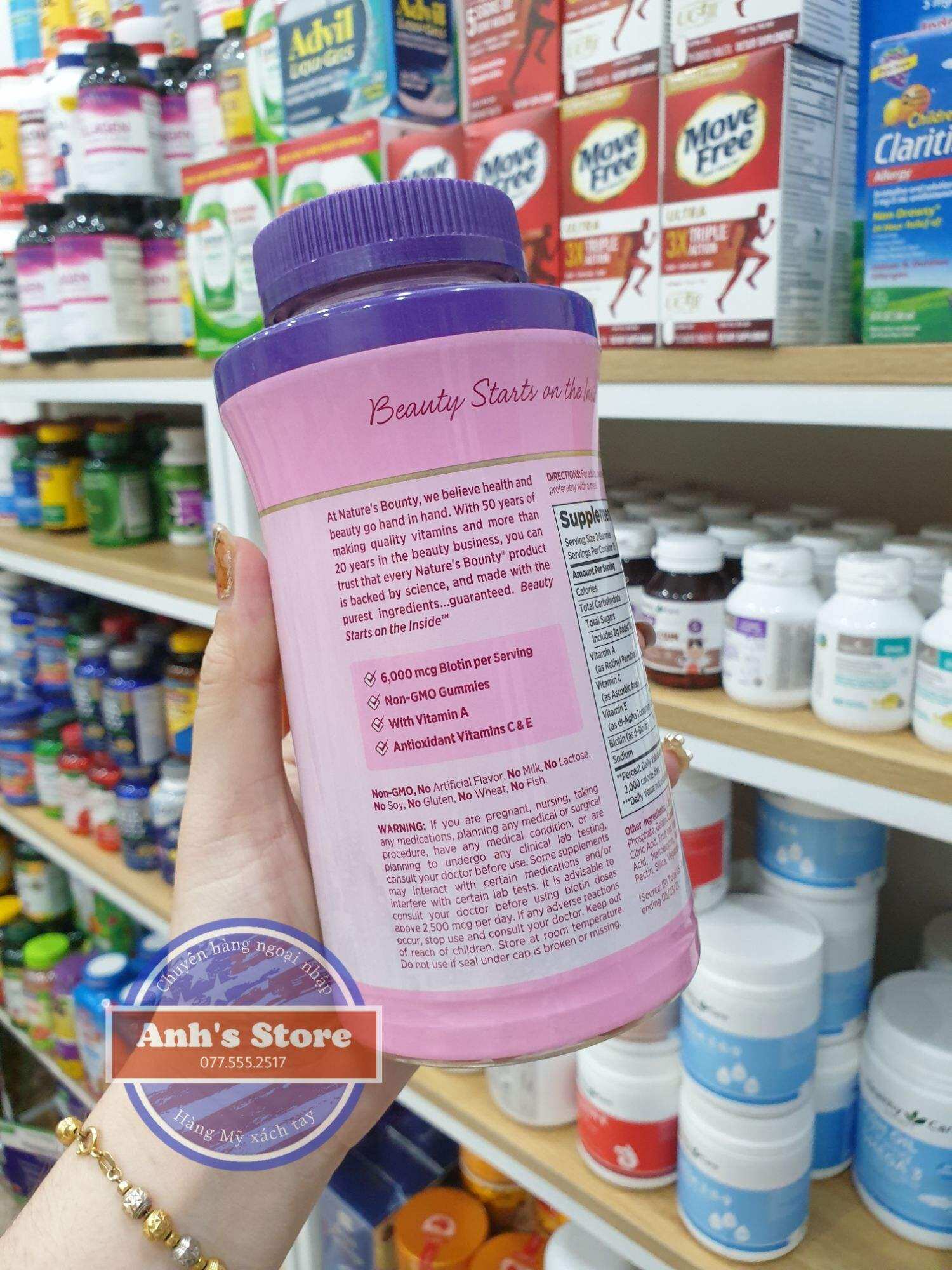 Kẹo Gum đẹp da tóc móng Hair Skin Nails Gummies 230 viên của Mỹ