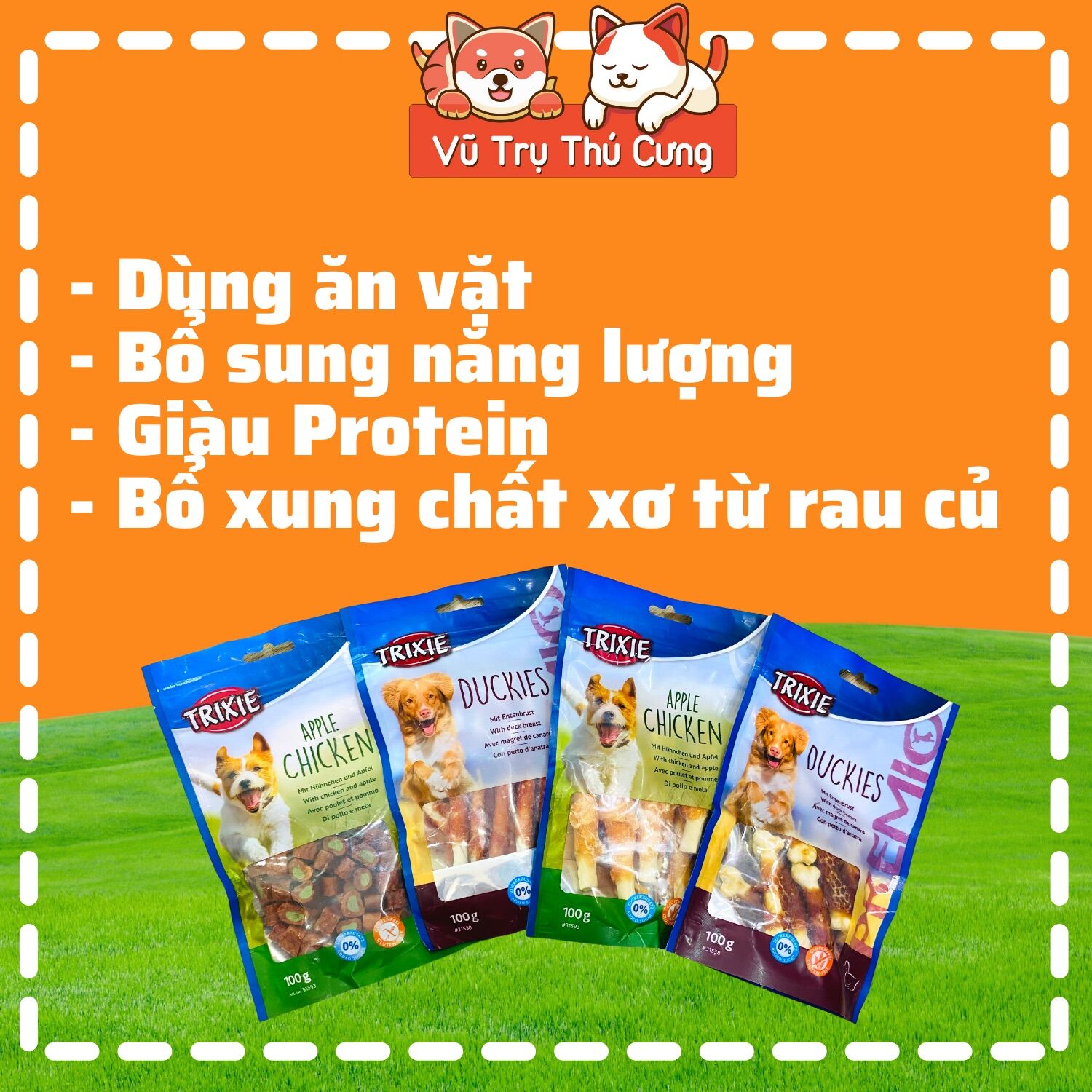 Snack Cho Chó Thịt Gà, Thịt Vịt Cuộn Rau Củ Trixie 70g