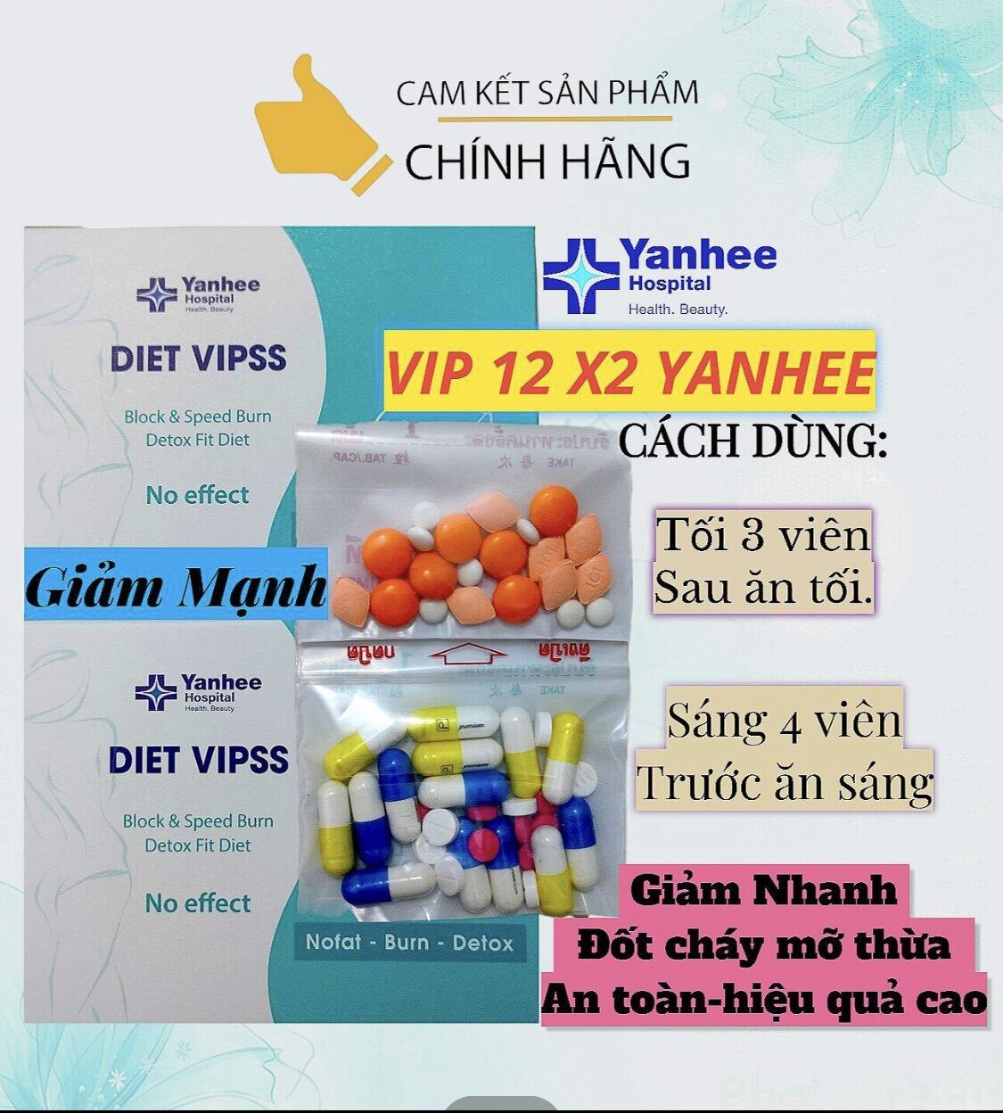 Giảm cân nhanh vip 12 x2 yahee-giảm cân cấp tốc đẹp da
