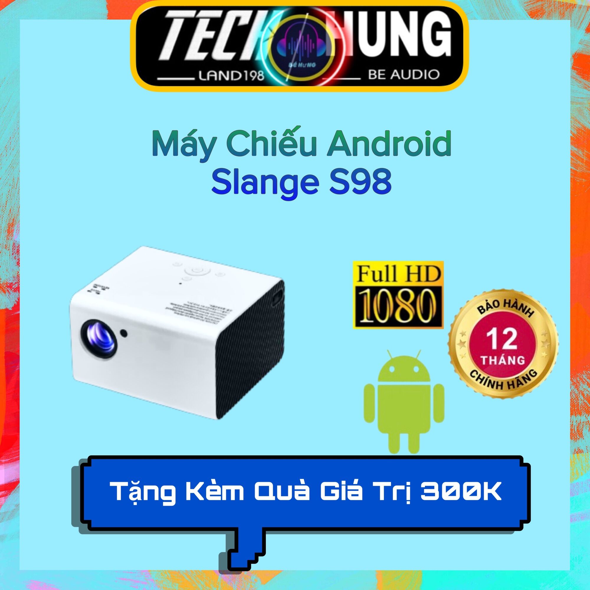 Máy chiếu mini salange s98 full hd 1920x1080 tích hợp hệ điều hành android với độ sáng cao 4000 lumen