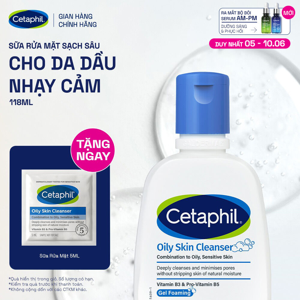 Sữa rửa mặt dịu lành cho da dầu nhạy cảm CETAPHIL OILY SKIN CLEANSER 118ML