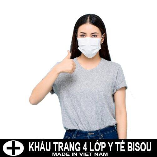 Hộp 50 khẩu trang y tế 4 lớp kháng khuẩn Bisou