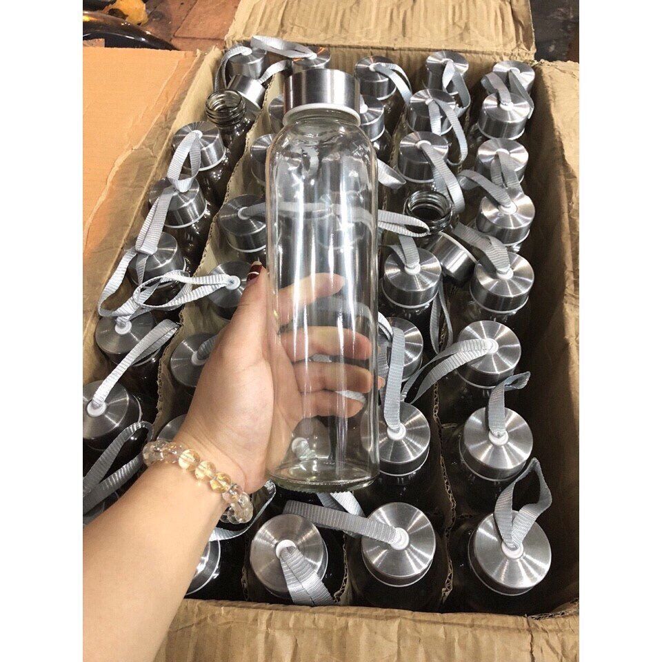 BÌNH NƯỚC THỦY TINH CÓ DÂY XÁCH DUNG TÍCH 500ML