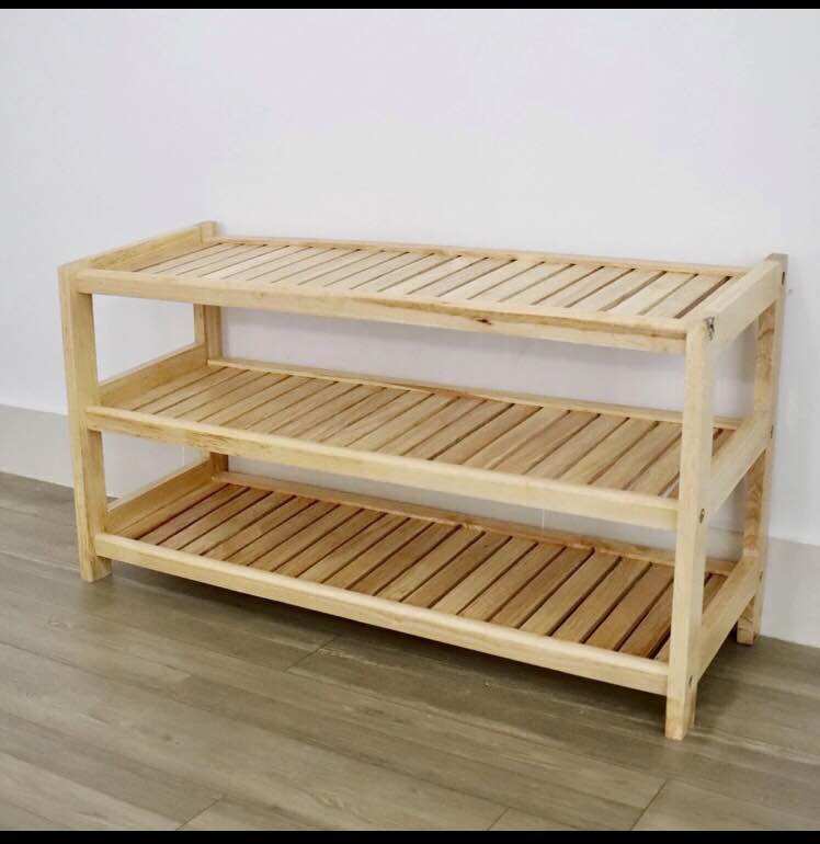 Kệ dép gỗ thông trắng (ngang 80cm sâu 32cm) nhiều tầng