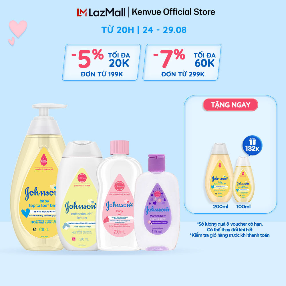 Combo chăm sóc em bé toàn diện johnson's baby top to toe