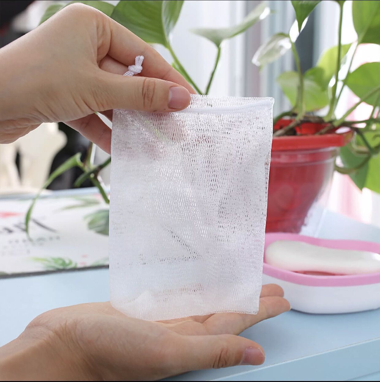 Túi lưới tạo bọt xà bông thiên nhiên handmade rửa mặt thủ công tiện lợi 2 lớp Cocorice