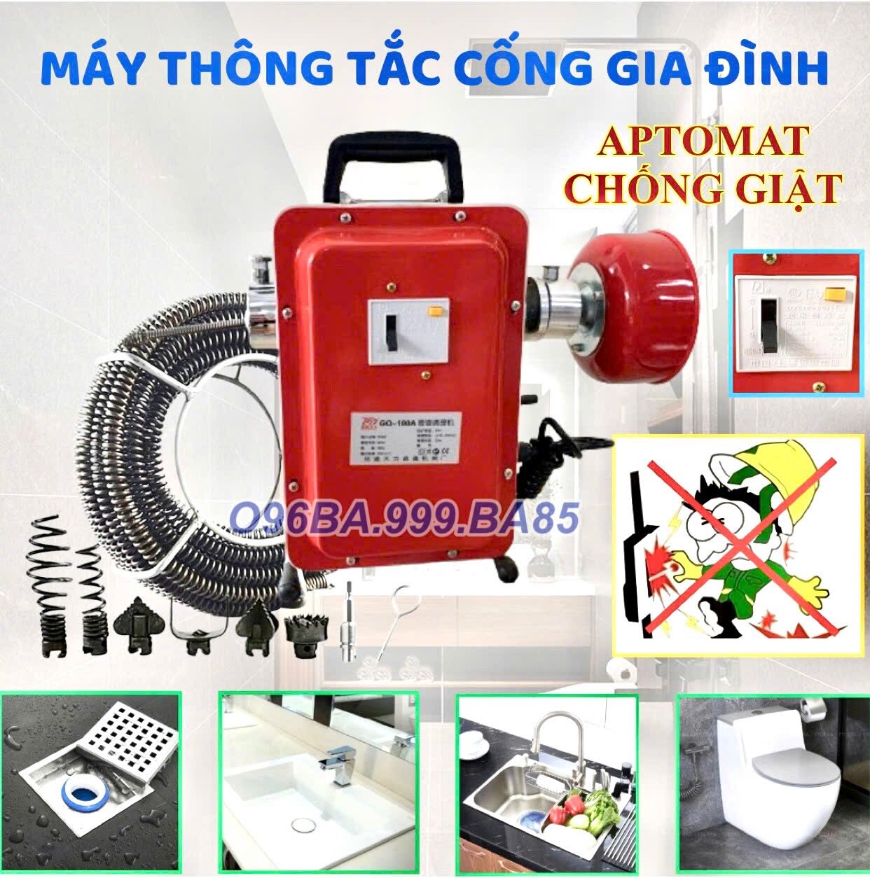 Máy thông cống GQ180A công suất 900W. Full đầy đủ phụ kiện theo máy . Dòng máy dành cho gia đình tốt nhất hiện nay