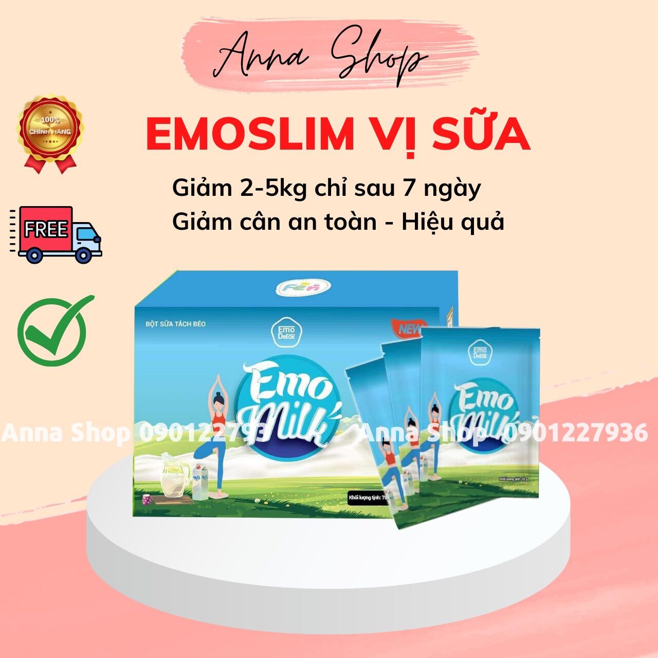 Bột sữa emo milk - emoslim - an toàn hiệu quả - kèm quà tặng