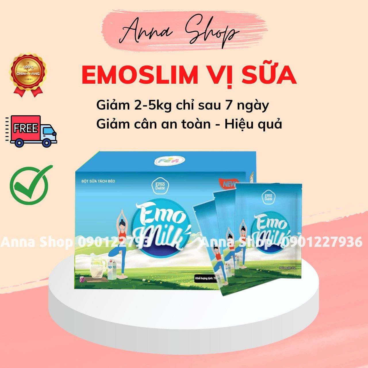 BỘT GIẢM CÂN EMO MILK - Giảm cân emoslim - Giảm cân an toàn hiệu quả - Kèm Quà Tặng