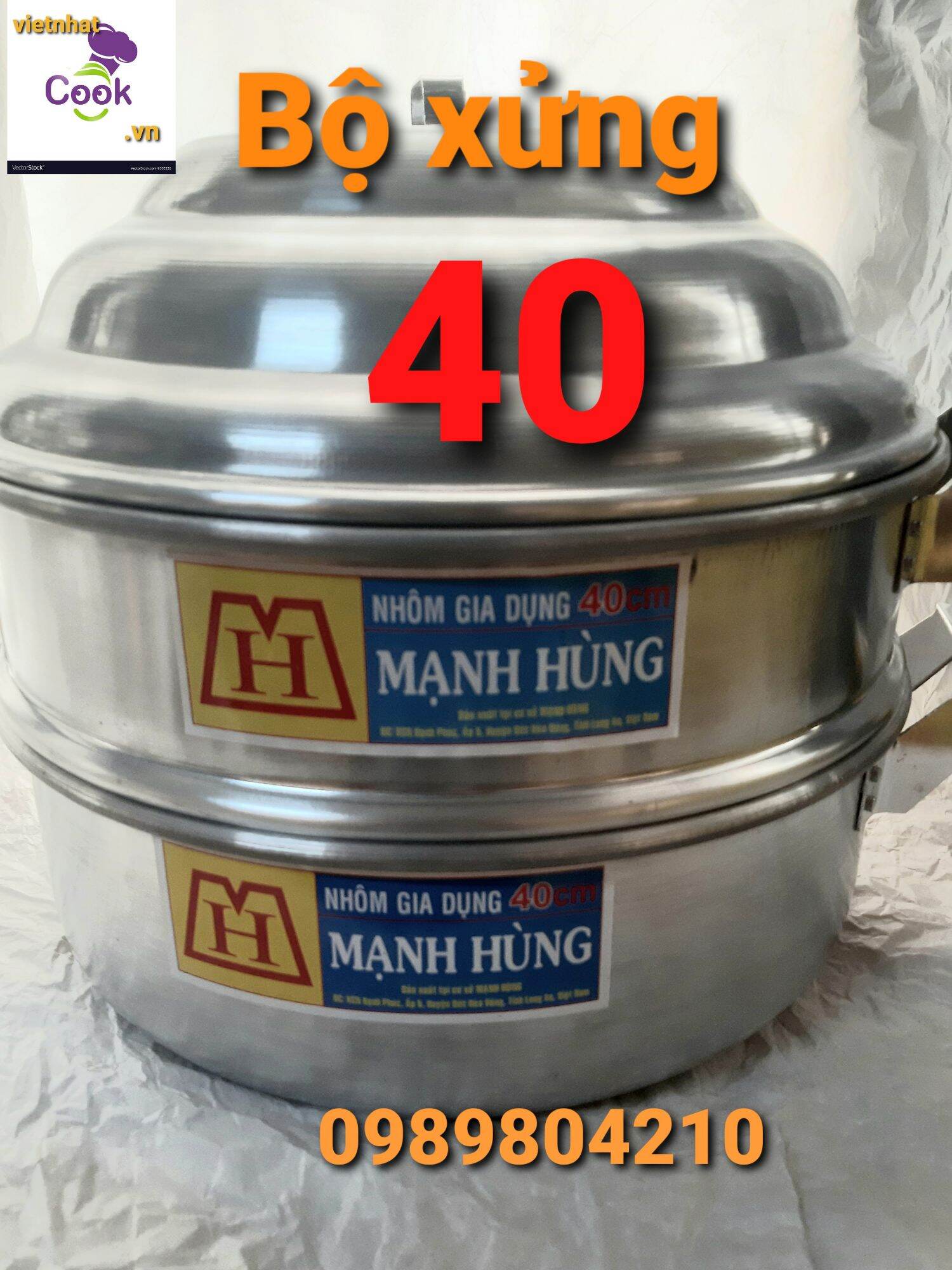 Bộ xửng hấp nhôm Mạnh Hùng 2 tầng size 40 ,bộ xửng hấp bánh ,xửng hấp bánh bao,rau,củ,quả,hải sản