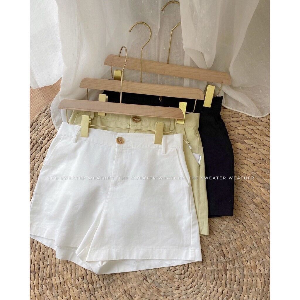 Quần short thô cạp cao basic