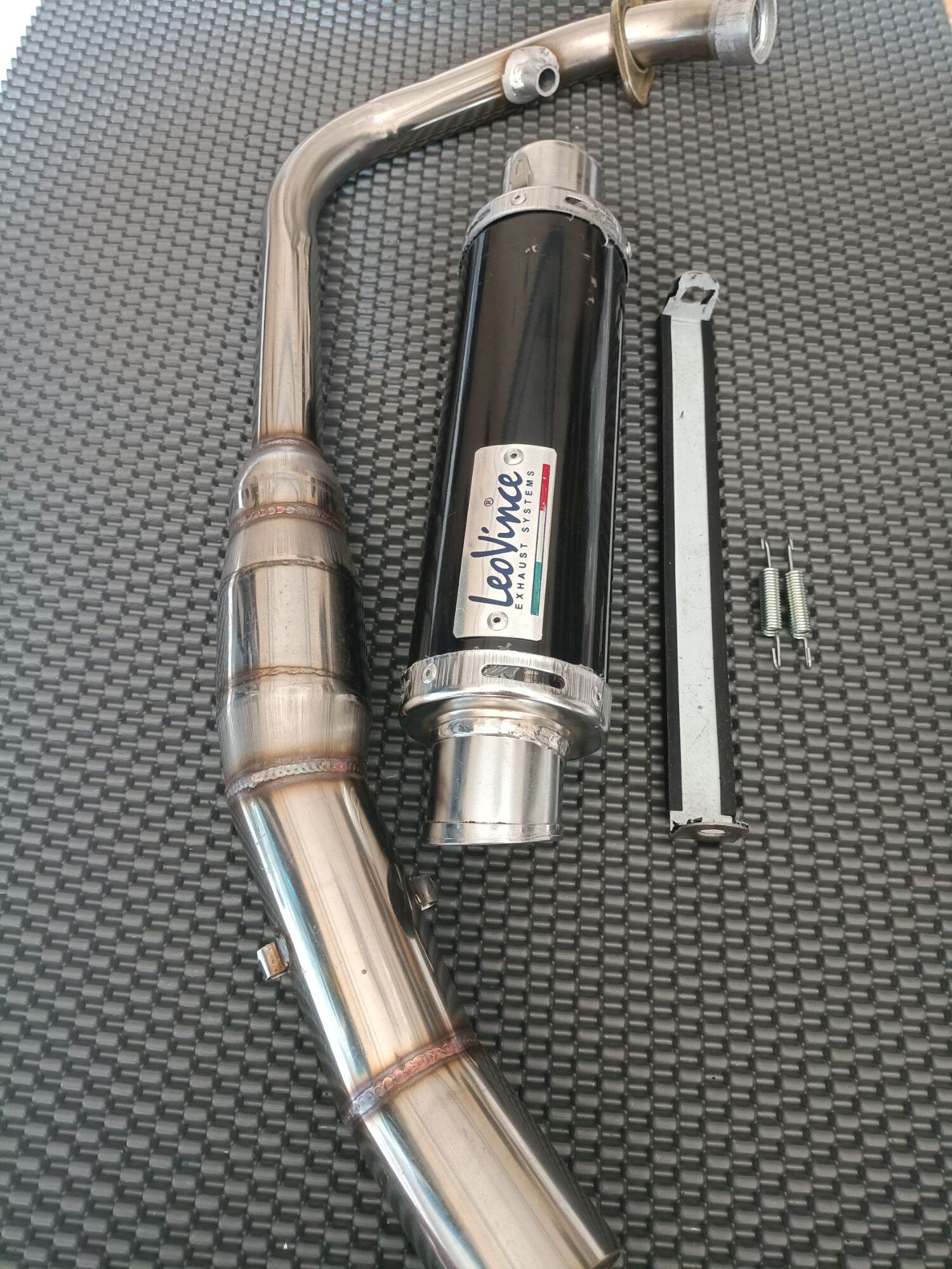 Pô Leovince đen kèm cổ bầu hơi inox gắng winner sonic winner X