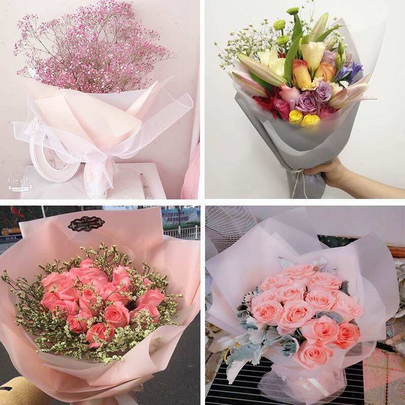 Giấy gói hoa bóng mờ 1 mặt, xấp 20 tờ ko thấm nước