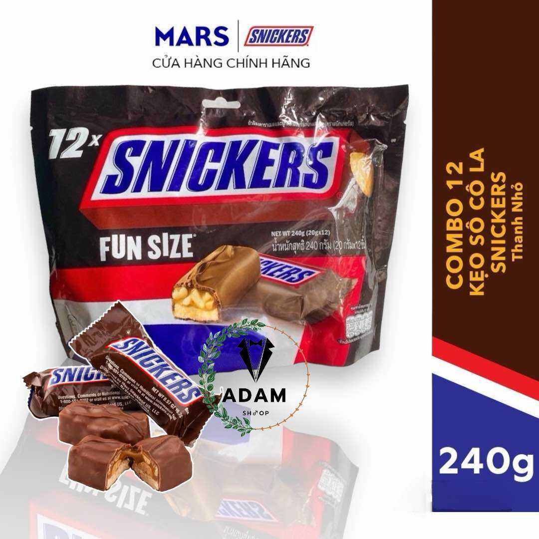 Kẹo Socola Snickers Đậu Phộng Fun Size Túi 12 Thanh 240g