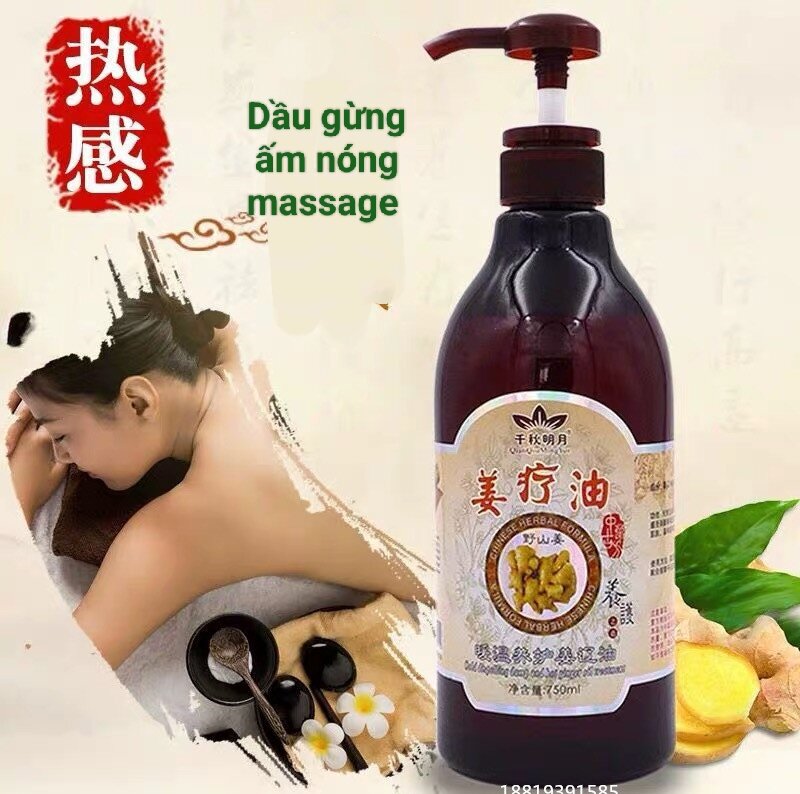 Dầu gừng ấm massage body, cạo gió đả thông kinh lạc chai 750ml