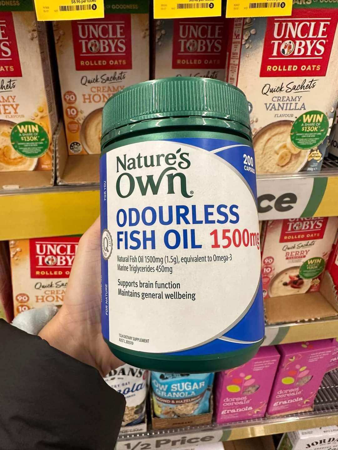 Dầu cá không mùi Nature’s Own Odourless Fish Oil 1500mg 200 viên