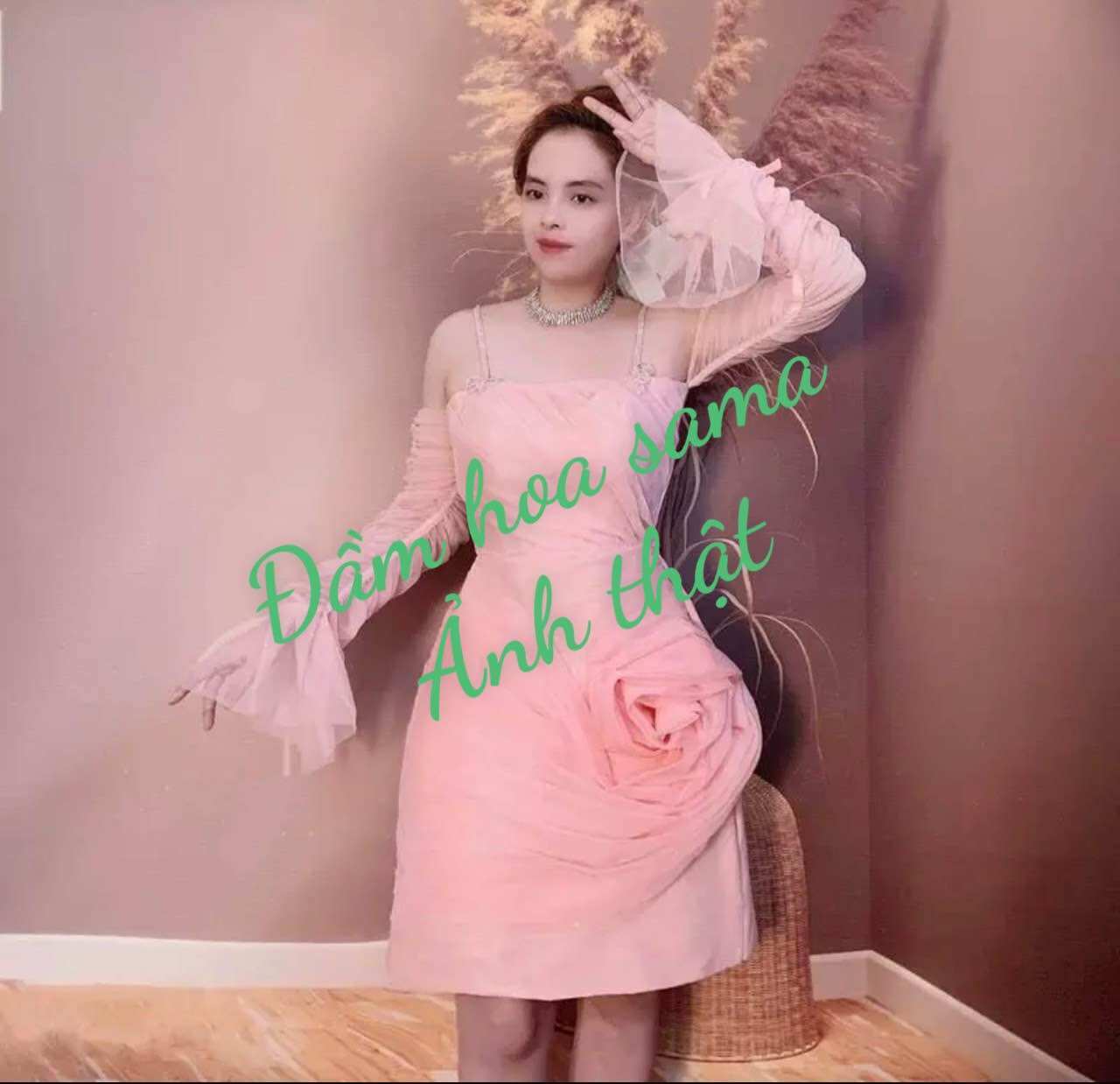ĐẦM 2 IN 1 XOẮN HOA HỒNG ĐÍNH PHA LÊ( kèm ảnh thật )
