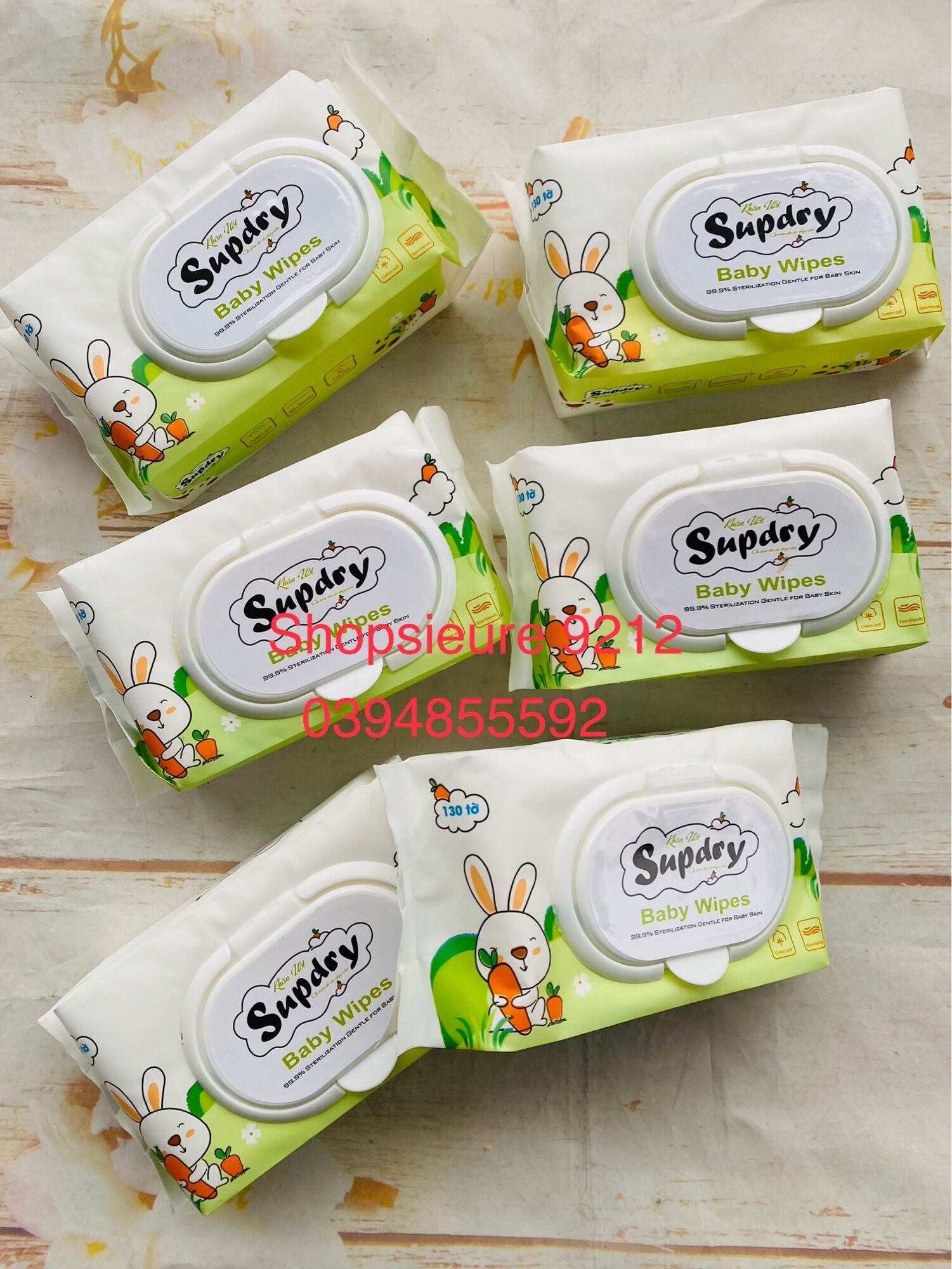 Khăn/giấy ướt thỏ Supdry 130 tờ(500g/1 gói)