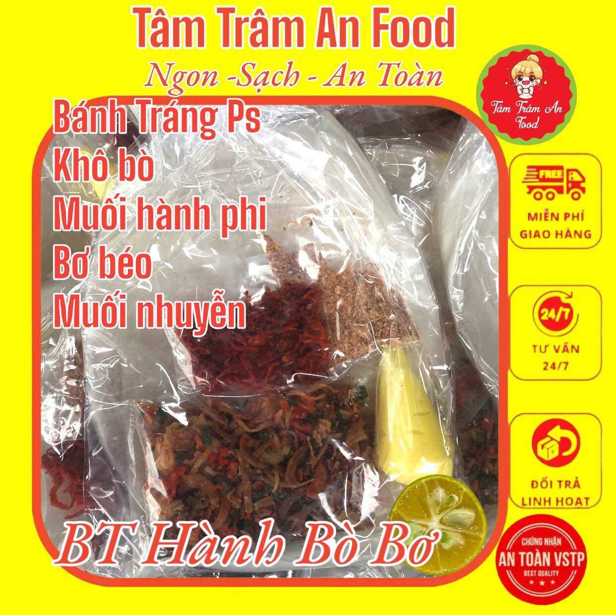 Bánh Tráng Phơi Sương Bơ hành phi khô bò
