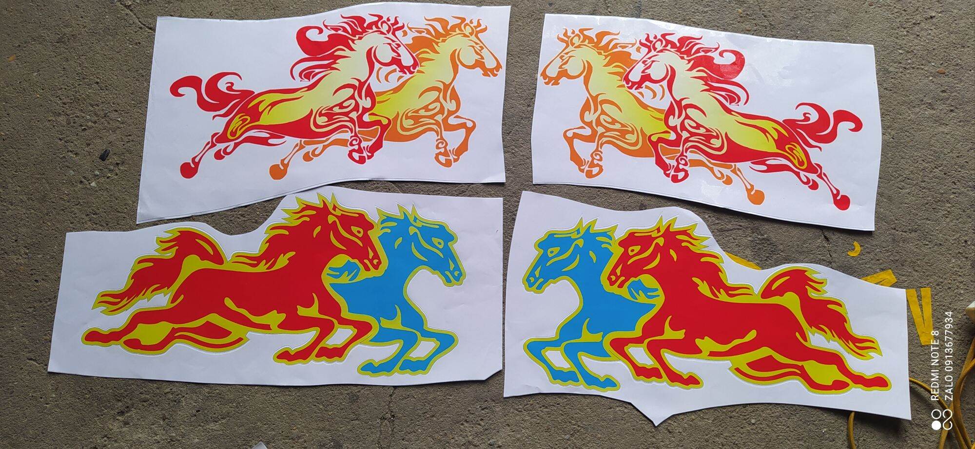 Cặp Tem ngựa decal dán trang trí xe ô tô