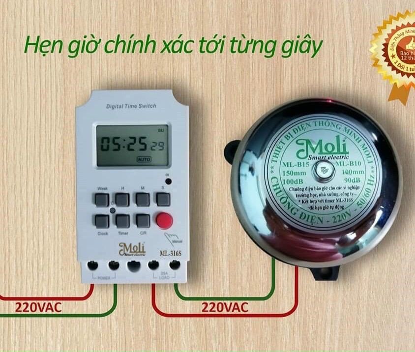 Bộ chuông hẹn giờ tự động moli cho xí nghiệp trường học