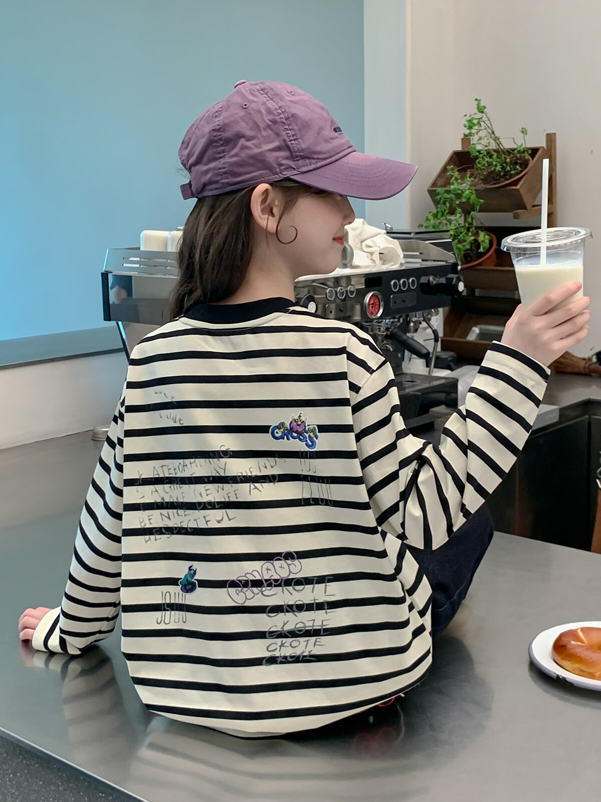 Spring Autumn Girls Stripe T-Shirt