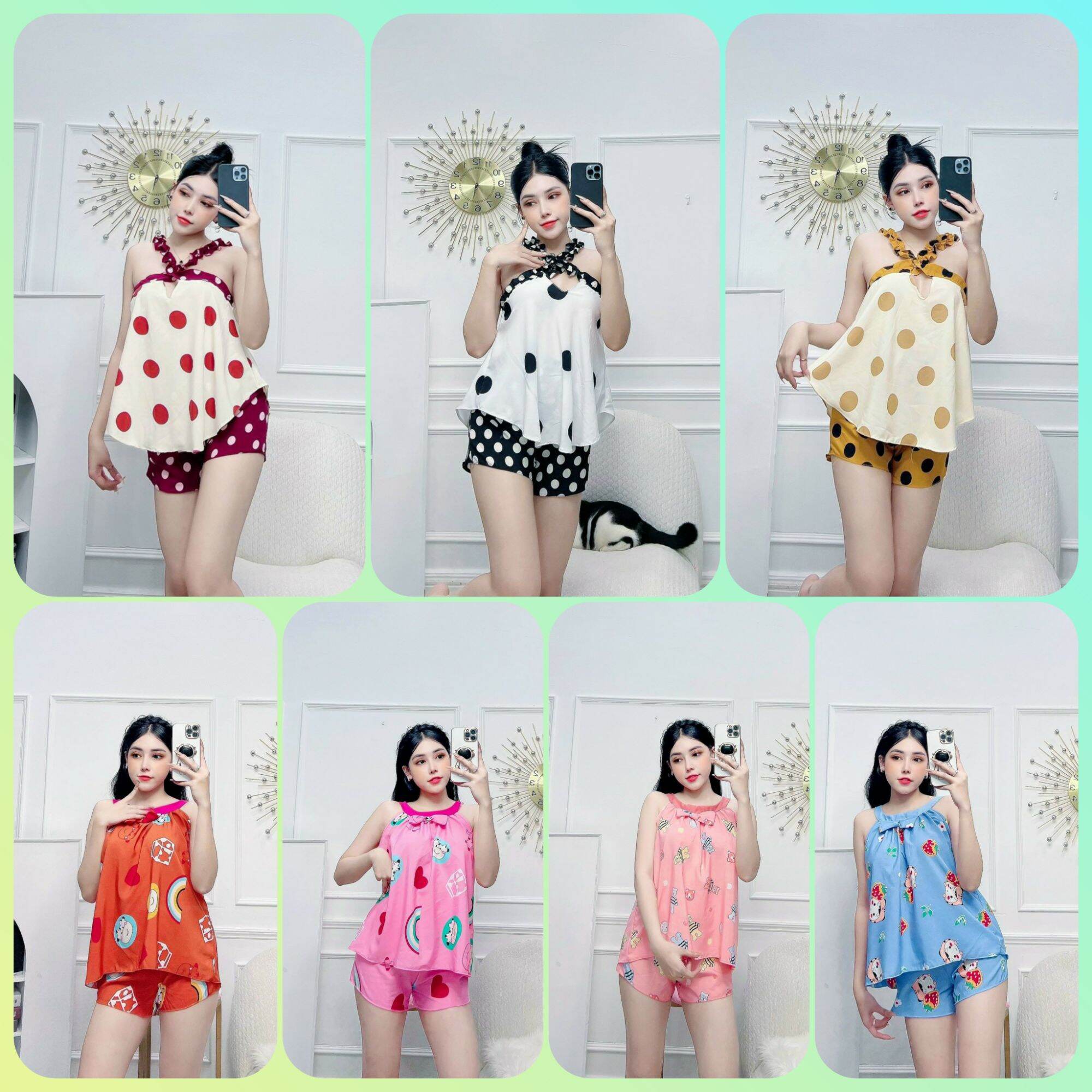 [Sale Free Ship] Đồ Bộ Nữ Mặc Nhà Lụa Hàn Gợi Cảm  - M49