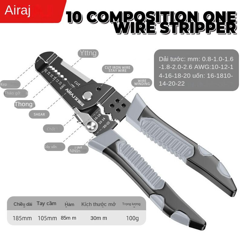 AIRAJ Multifunctional Wire Stripping Pliers, Industrial Grade Household Decoration Tools, Anti Slip And Durable Hardware Tools