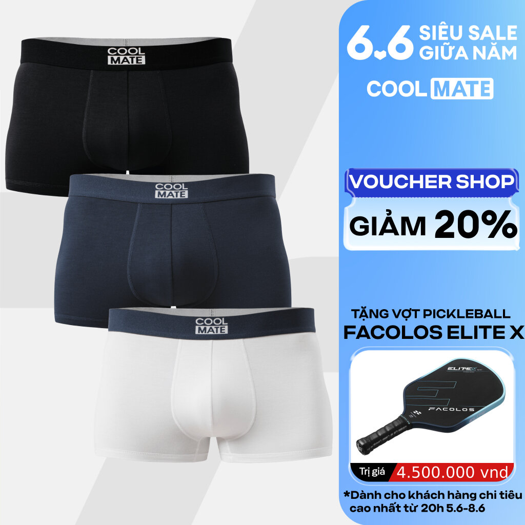 COMBO 3 Quần lót, sịp đùi boxer nam Trunk Bamboo kháng khuẩn cao cấp Coolmate
