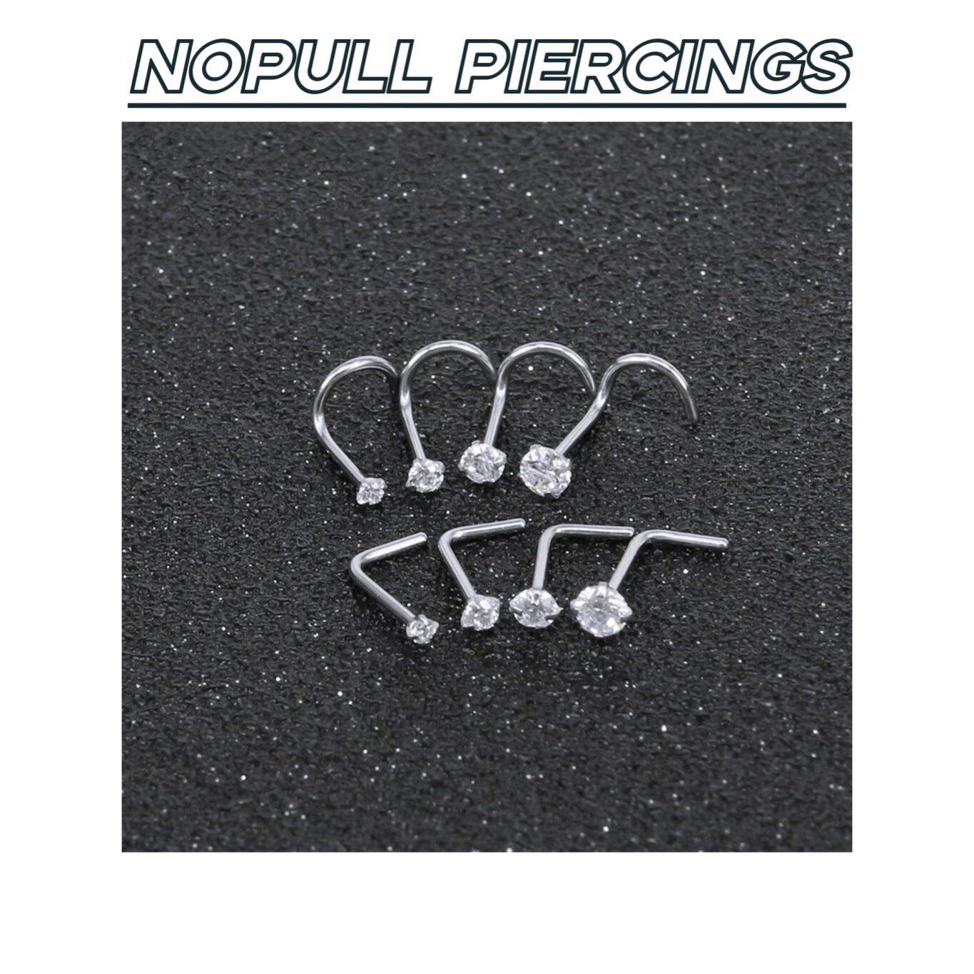 Khuyên Mũi Đính Đá - Khuyên Mũi Đá Trấu Cao Cấp - Khuyên mũi chân L / Khuyên mũi chân cong (Nhiều size)